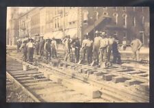 REAL PHOTO TROY OHIO DOWNTOWN RAILROAD TRACK CONSTRUCTION POSTCARD COPY picture