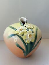 Vintage Franz Daffodil Flower Design Porcelain Round Vase, FZ00069 Signed picture
