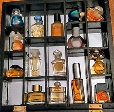 Vintage 15 Fragrance Miniature Travel Perfumes Lot + Shadow Box Wall Display picture
