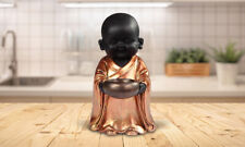 Little Buddhist Monk with Alms Bowl in Golden/Black Statue 7