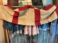 AAFA Antique 19thc Primitive Quilt Fabric SWAG Turkey Red 77 In. Runner Moprim picture