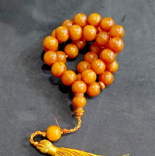 VTG Rare Marbled Egg Yolk Misky Bakelite 33Round Beads Rosary Islamic Prayer 66g picture