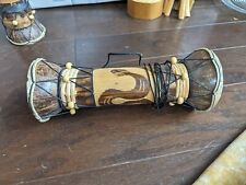 Vintage Tribal Djembe Drum Carved Wood Snake African Instrument picture
