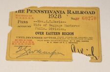 1928 Vintage Pennsylvania Railroad Ticket Stub Season Pass Badge Eastern Region picture
