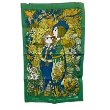Vintage Belinda Lyon Tea Towel Rare 1970 Robin Hood Maid Marian OXFAM  Linen picture