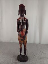 African Tribal Wood Carved Woman Figurine,Masai Woman Decorative Art, Statue picture