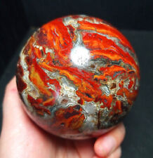 Rare627G Natural Colorful Brazilian Red Agate Quartz Crystal Ball Healing WD1327 picture
