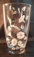 Avon Fostoria Lead Crystal Hummingbird Large Flower Arrangement Floral Vase picture