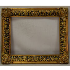 Ca1900-1930 Old wooden frame decorative with metal leaf Internal: 21,2x16,5 in picture