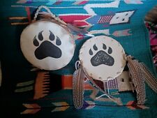 * BEAUTIFUL  NATIVE AMERICAN NAVAJO MINIATURE DRUM AND SHiELD BEAR PAW NICE* picture