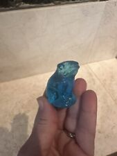 RARE VINTAGE Glass BLUE Speckled Frog CHARM CRACKER JACK PRIZE Glows picture