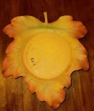 NICE PartyLite Large Ceramic Candle Plate Holder Whispering Leaf Autumn Fall picture