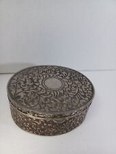 Vintage  Larger Jewelry Trinket Box Silver colored Lined Silver Burgandy 3
