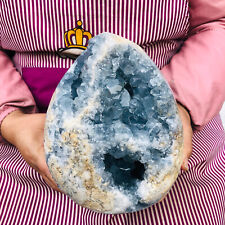 15.7LB    Natural Blue Celestite Geode Crystal Quartz Rock Specimen  GH272 picture