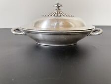 Antique-Vintage Silver Soldered R.Wallace Boat Shape Handled Dish with Lid picture