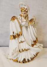 Vintage Lefton China Victorian Lady Figure White/Gold Dress KW461 picture