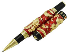 Jinhao Red Cloisonne Double Dragon Rollerball Pen Big and Heavy Craft Gift Pen picture