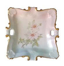 VINTAGE PORCELAIN FLORAL CARDEE WEST  PLATE TRAY HAND PAINTED FLOWER  picture