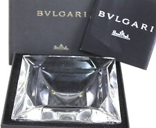 BVLGARI Rosenthal Ashtray Tobacco Jar Accessories Square Crystal 5.5 inch w/ BOX picture