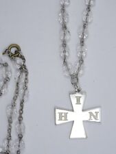 ANTIQUE VICTORIAN 1886  STERLING HIN MALTESE CROSS + ROSARY picture