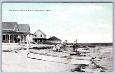 1910's SWIFTS BEACH FRONT COTTAGES WAREHAM MA MEN BOATS A B CLEVELAND POSTCARD picture