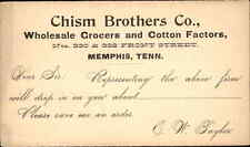Memphis TN Tennessee Chism Bros Wholesale Grocers Gov't Postal Card c1900 picture