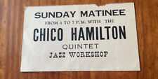 c1962 CHICO HAMILTON QUINTET JAZZ WORKSHOP ADVERT CARD SIGNED BY CHICO picture