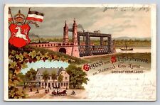 Postcard Germany Gruss vom SchiffhebewerIn Gasthaus Litho Vignettes c1900 AD25 picture