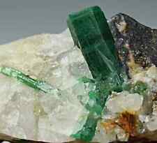 Superb Quality Deep Green Color Natural Emerald Crystal On Quartz Matrix 153 Crt picture