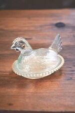 Hen On Nest Clear Indiana Glass Vintage  Chicken Decor Candy Nuts Trinket Dish  picture