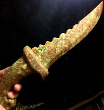596g DIY KNIFE - Amazing Natural Red Pink Ruby in Green Epidote Crystal knife picture