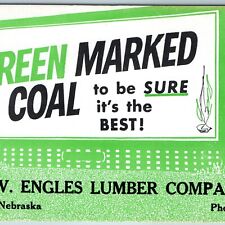 c1940s Auburn, Nebraska Green Marked Coal Ink Blotter TW Engles Lumber Vtg NE 7R picture