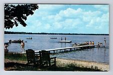 Cadillac MI-Michigan, Typical Beach Scene Lake Mitchell, Vintage Postcard picture