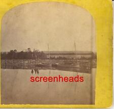 C1860s-70s RARE GREAT LAKES STEREOVIEW PHOTO Welland Canal picture