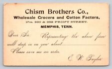 c1900 Chism Brothers Wholesale Grocers Cotton Factors Taylor Memphis TN P84AX picture