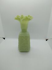 Rare Vintage Imp Glass Mephistopheles Green/White Milk Glass Vase Devil Greenman picture