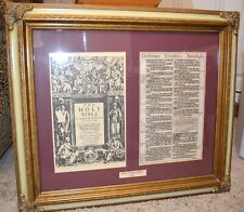 1611 Beautifully Framed First Edition King James Page,1st Corinthians Rare Find picture