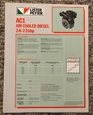 LA156 Lister Petter Diesel Engine AC1 Air Cooled Specification Sheet picture