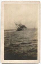 WW1 Tug Boat Towing Sinking U.S. Navy Ship RPPC Real Photo c.1918 picture