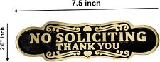 No Soliciting Brass Door Sign, Brass No Soliciting Thank You Sign, Solid Brass picture