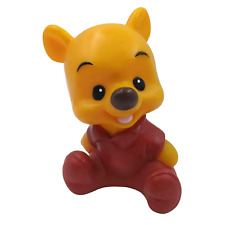 Vintage Disney Baby Winnie The Pooh Piggy 6.5” Bank Yellow Red Hard Plastic Coin picture