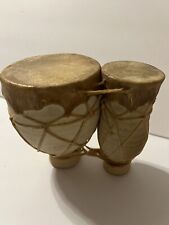 Moroccan Djembe Twine, Raw Hide Tribal Double Drum 7x6x4 picture