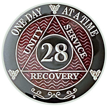 AA 28 Year Coin, Silver Color Plated Medallion, Alcoholics Anonymous Coin picture
