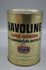 Vintage Havoline Super Premium Texaco Motor Oil,  Metal, Qt Size Can Aged Patina picture