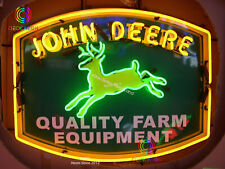 John Deere Quality Farm Equipment Tractor Real Glass Neon Light Sign Man Cave picture