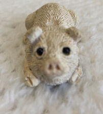 Vintage Stone Critter Little Pig  White  Cute Small  2.5 “ Long picture