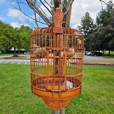 Vintage Hanging Bamboo Birdcage With Brass Hook picture
