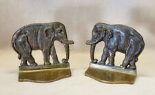 Fine Pair 40-50s American Deco Cast Bronze Elephant Bookends 5.4