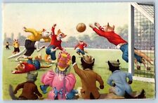 Alfred Mainzer Postcard Anthropomorphic Animals Playing Socker Sports c1930's picture