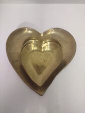 Vintage Solid Brass Nesting Hearts Decor Pot Holders picture